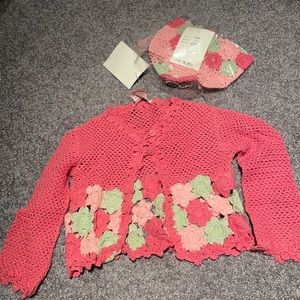 NWT Deux par Deux Girls Cardigan and Cap